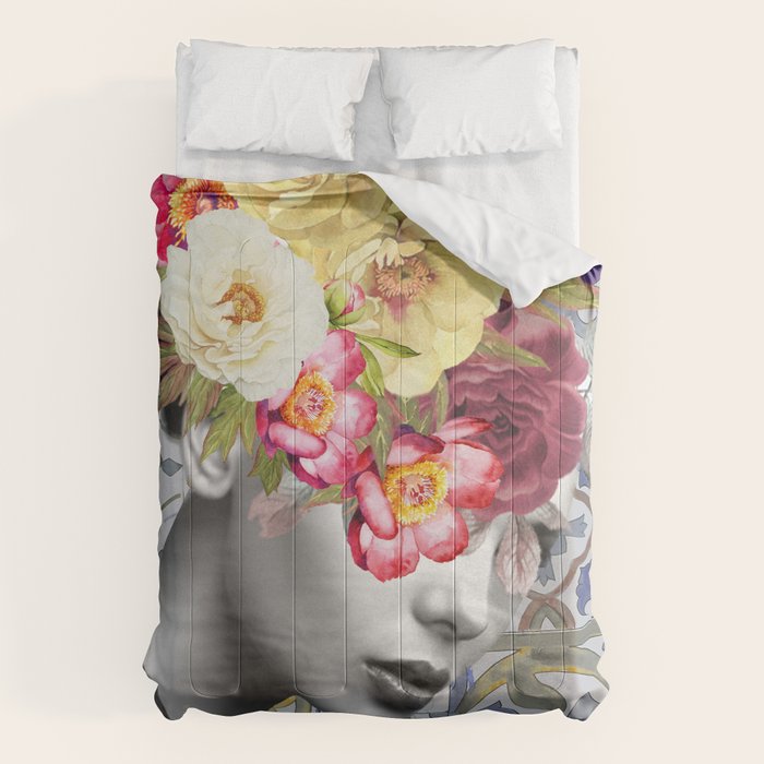 collage art-girl with flowers Comforter Gallery Image 6