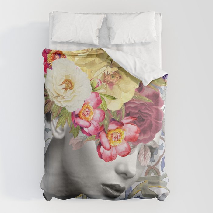 collage art-girl with flowers Duvet Cover Gallery Image 6