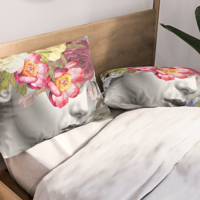 collage art-girl with flowers Pillow Sham Gallery Image 2