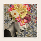 collage art-girl with flowers Wood Wall Art Gallery Image 1