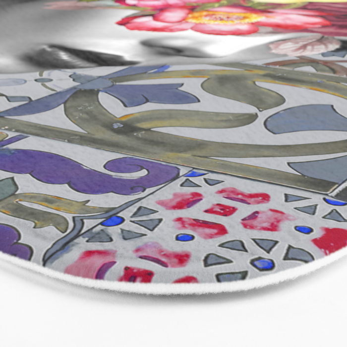 collage art-girl with flowers Bath Mat Gallery Image 3
