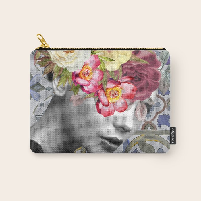 collage art-girl with flowers Carry All Pouch Gallery Image 1