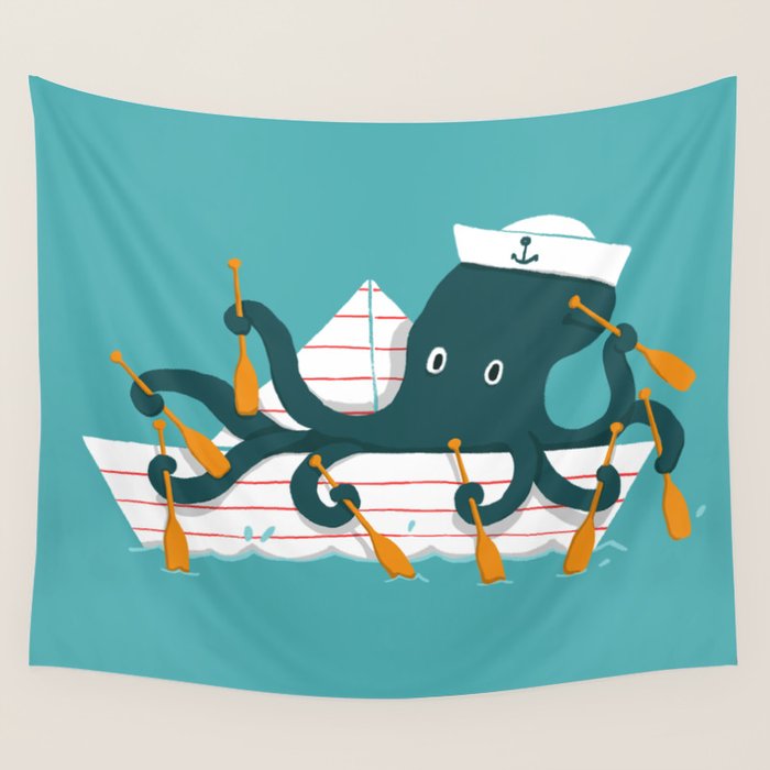 Sailor Octopus Wall Tapestry Gallery Image 1