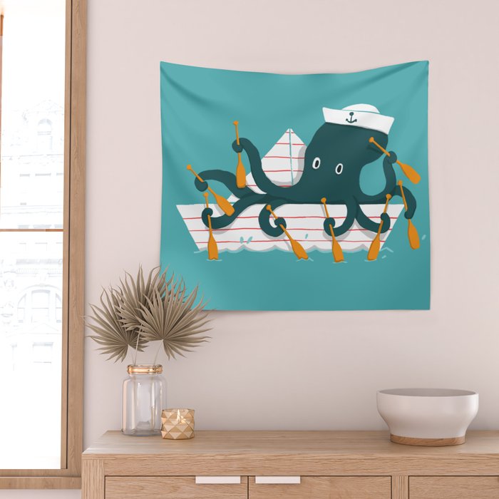 Sailor Octopus Wall Tapestry Gallery Image 2