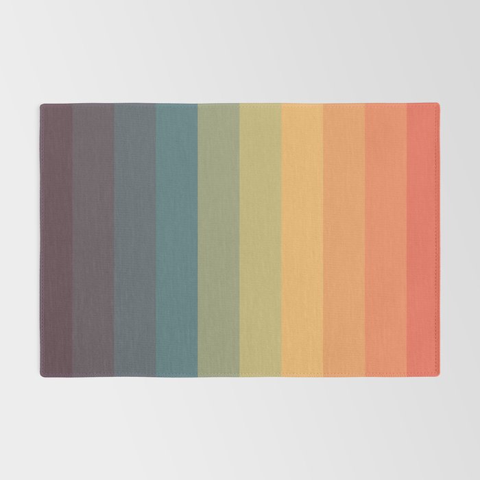 Colorful Retro Striped Rainbow Rug Gallery Image 2