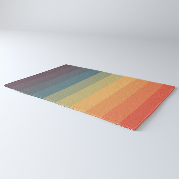 Colorful Retro Striped Rainbow Rug Gallery Image 3
