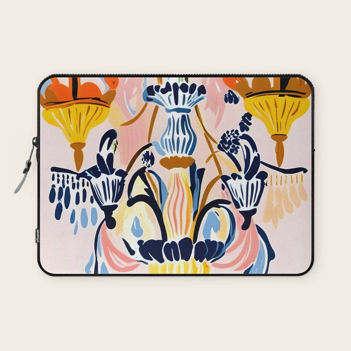 The Chandelier, Lights Lamps Decor Interiors, Back to School Eclectic Bohemian, Vintage Illustration Pastel Painting Laptop Sleeve Gallery Image 1