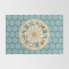 Vintage Astrology Zodiac Wheel on Teal Rug Gallery Image 2