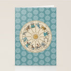 Vintage Astrology Zodiac Wheel on Teal Stationery Card Gallery Image 2