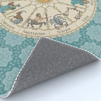 Vintage Astrology Zodiac Wheel on Teal Rug Gallery Image 4