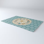 Vintage Astrology Zodiac Wheel on Teal Rug Gallery Image 3