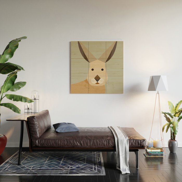 Whimsy European Hare Wood Wall Art Gallery Image 2