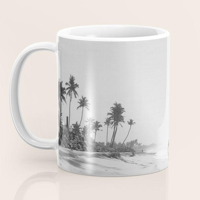 Back and white surf beach photo Coffee Mug Gallery Image 3