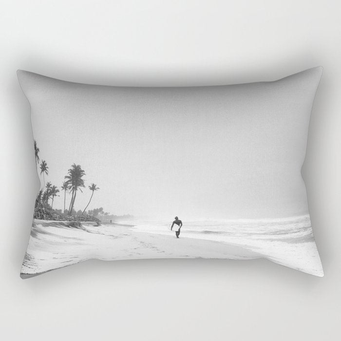 Back and white surf beach photo Rectangular Pillow Gallery Image 2
