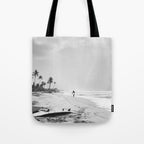 Back and white surf beach photo Tote Bag Gallery Image 1