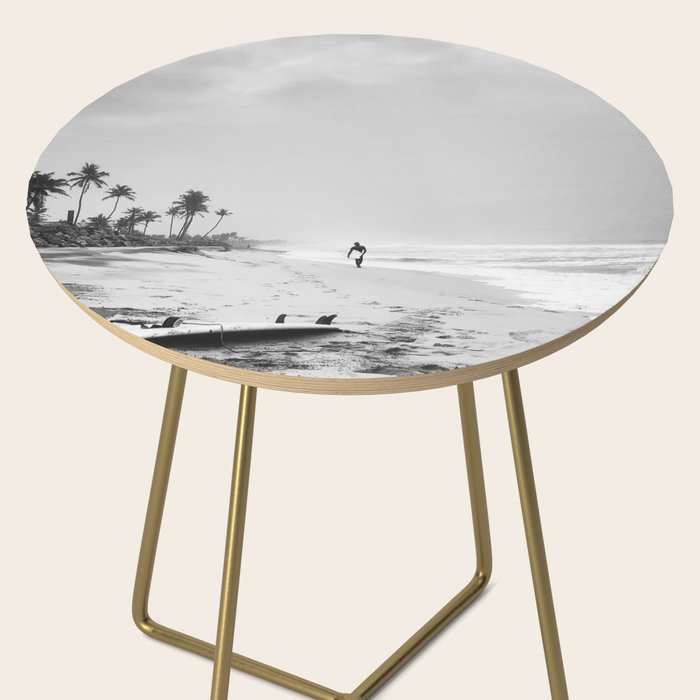 Back and white surf beach photo Side Table Gallery Image 2
