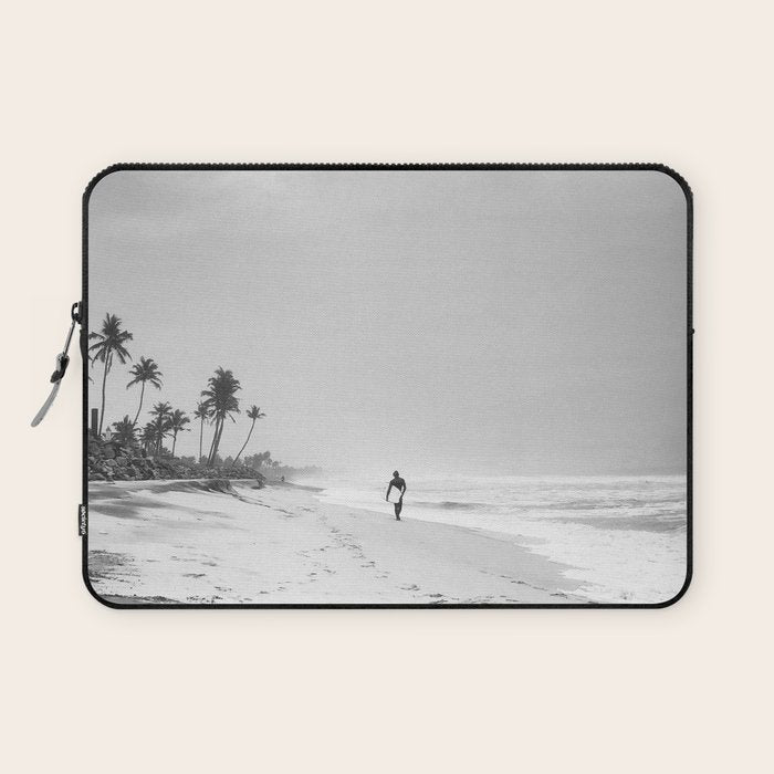 Back and white surf beach photo Laptop Sleeve Gallery Image 1