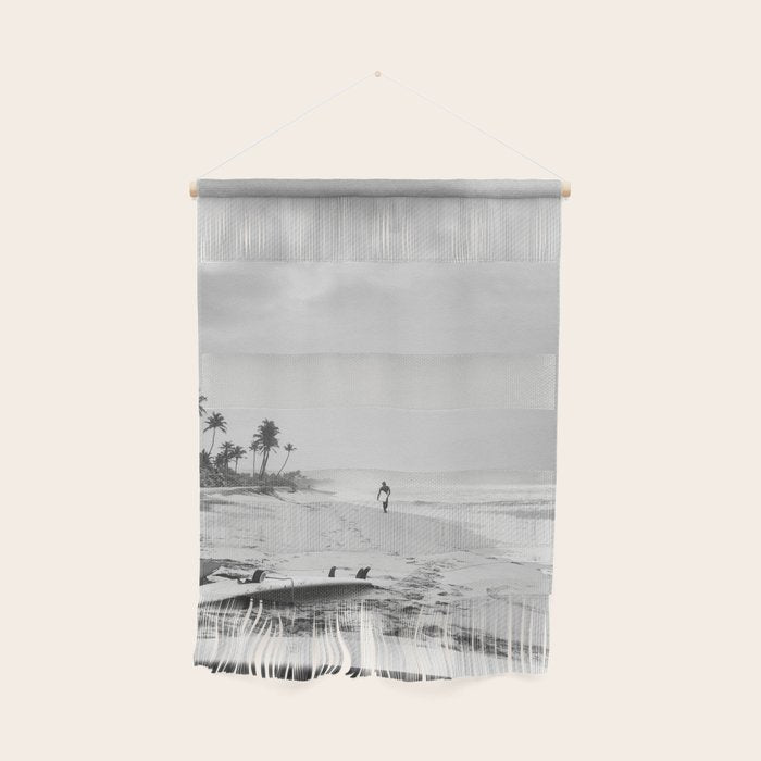 Back and white surf beach photo Wall Hanging Gallery Image 1