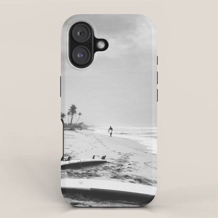 Back and white surf beach photo iPhone Case Gallery Image 1
