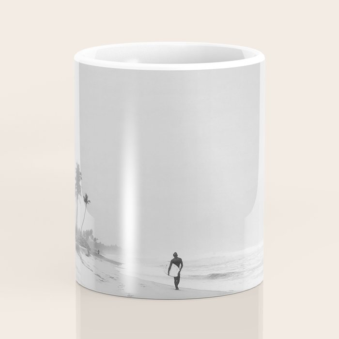 Back and white surf beach photo Coffee Mug Gallery Image 4