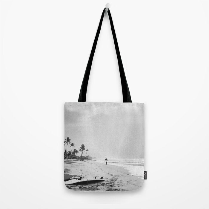 Back and white surf beach photo Tote Bag Gallery Image 2