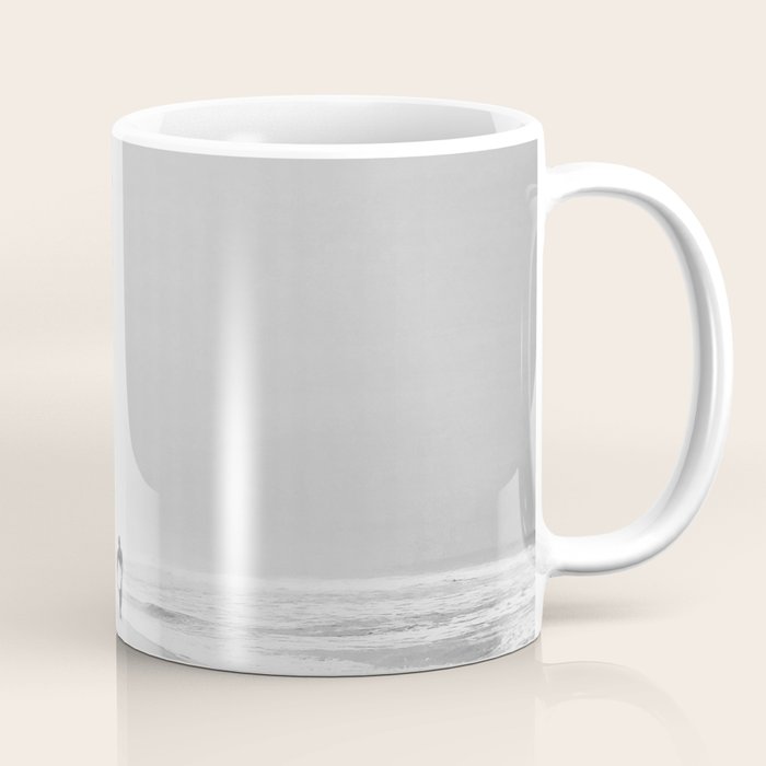 Back and white surf beach photo Coffee Mug Gallery Image 1