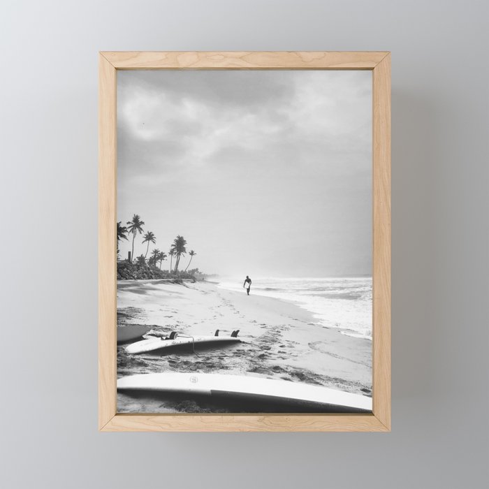 Back and white surf beach photo Mini Art Print Gallery Image 1