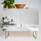 Back and white surf beach photo Credenza Gallery Image 1