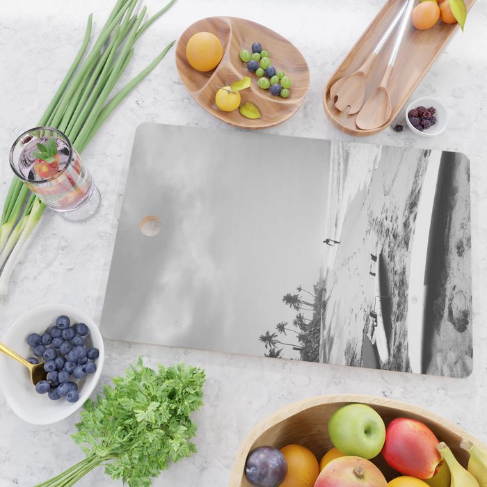 Back and white surf beach photo Cutting Board Gallery Image 2