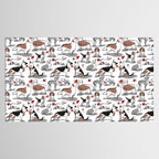 Woof endless love // white background red hearts continuous lined pair of dog breeds Tablecloth Gallery Image 2