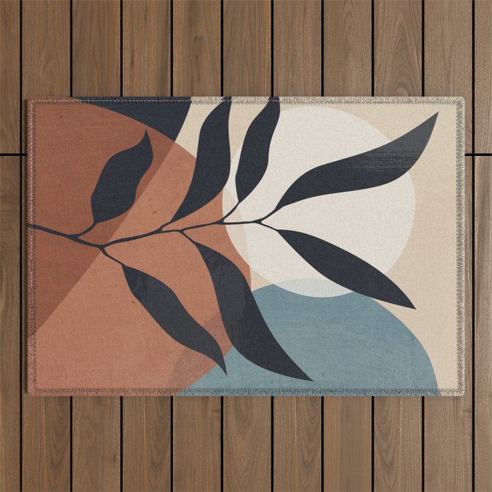 Abstract Art Tropical Leaf Outdoor Rug Gallery Image 1