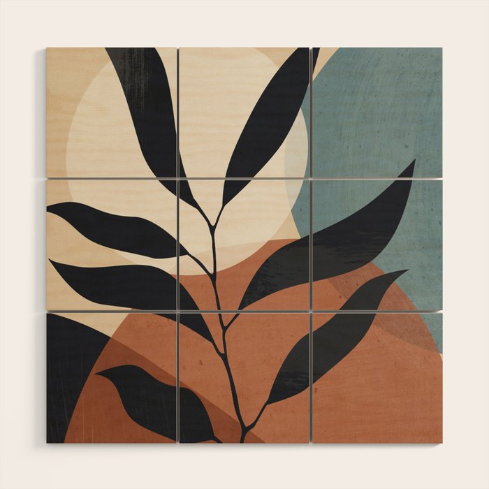 Abstract Art Tropical Leaf Wood Wall Art Gallery Image 1