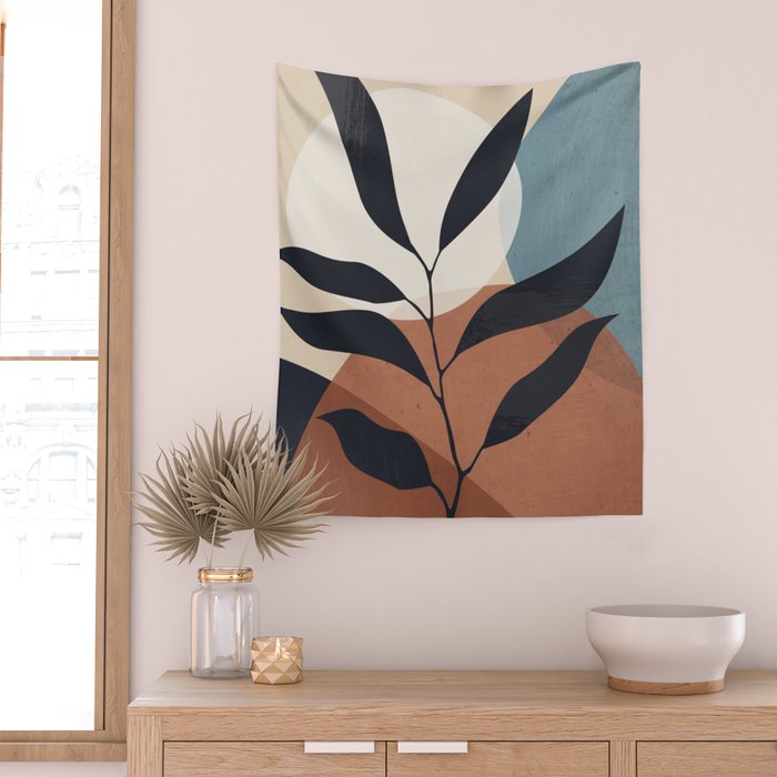 Abstract Art Tropical Leaf Wall Tapestry Gallery Image 2