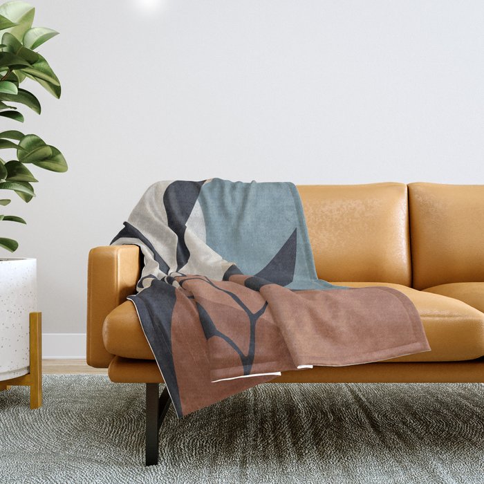 Abstract Art Tropical Leaf Throw Blanket Gallery Image 1