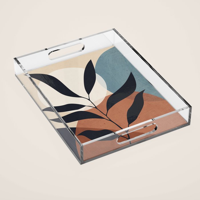 Abstract Art Tropical Leaf Acrylic Tray Gallery Image 1