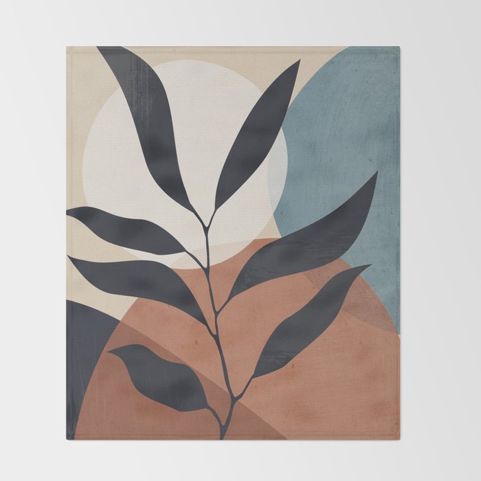 Abstract Art Tropical Leaf Throw Blanket Gallery Image 2
