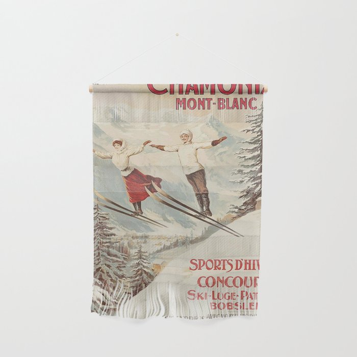 Chamonix Mont Blanc Vintage Ski Poster Wall Hanging Gallery Image 1