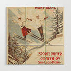 Chamonix Mont Blanc Vintage Ski Poster Wood Wall Art Gallery Image 1
