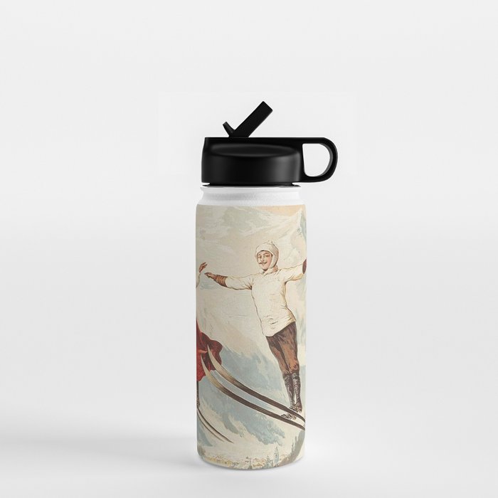 Chamonix Mont Blanc Vintage Ski Poster Water Bottle Gallery Image 1