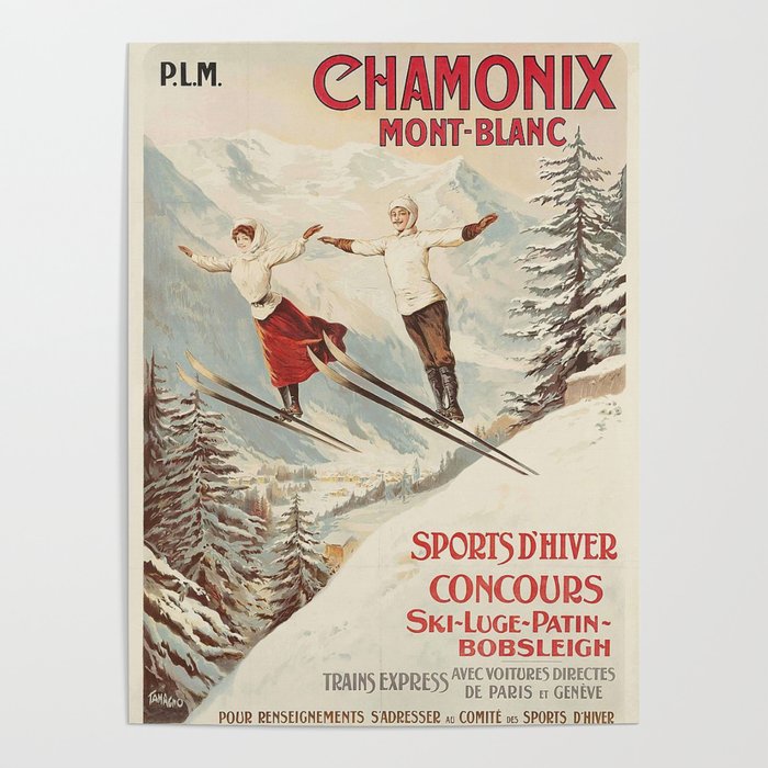 Chamonix Mont Blanc Vintage Ski Poster Poster Gallery Image 4