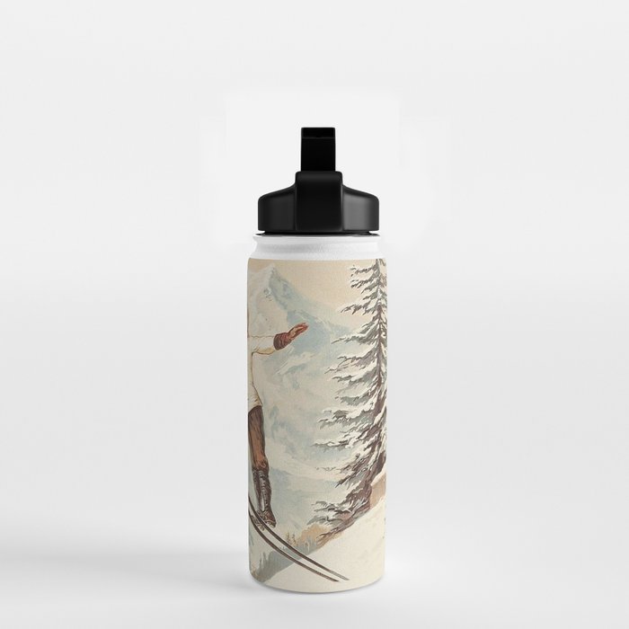 Chamonix Mont Blanc Vintage Ski Poster Water Bottle Gallery Image 2