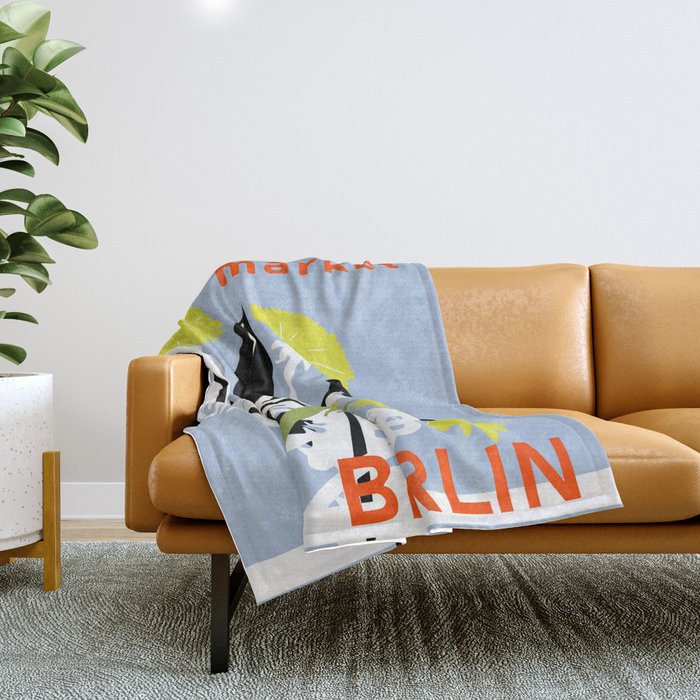 Flower Market Berlin Throw Blanket Gallery Image 1