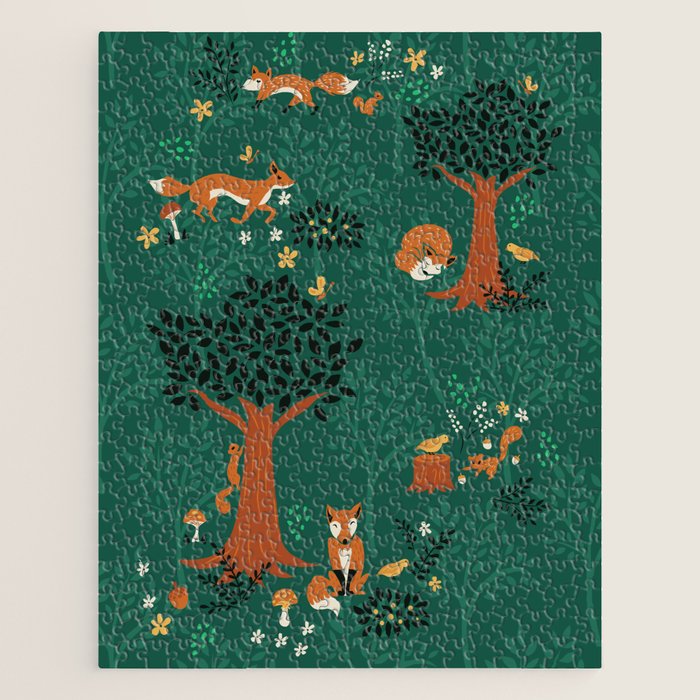 Foxes Playing in the Emerald Forest Jigsaw Puzzle Gallery Image 1