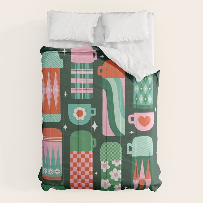 Retro Christmas Coffee Thermoses - Green Comforter Gallery Image 1
