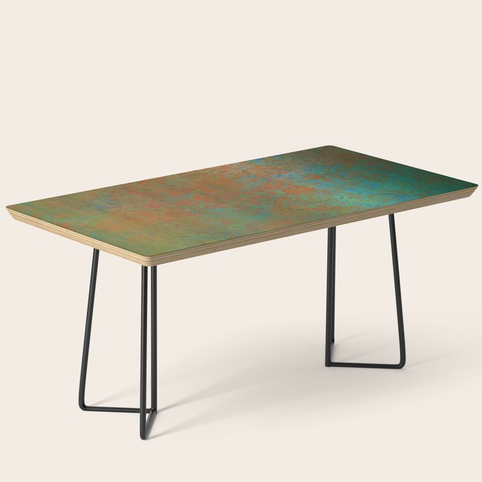 Vintage Teal and Copper Rust Coffee Table Gallery Image 1