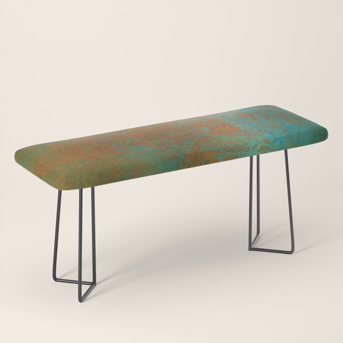 Vintage Teal and Copper Rust Bench Gallery Image 1