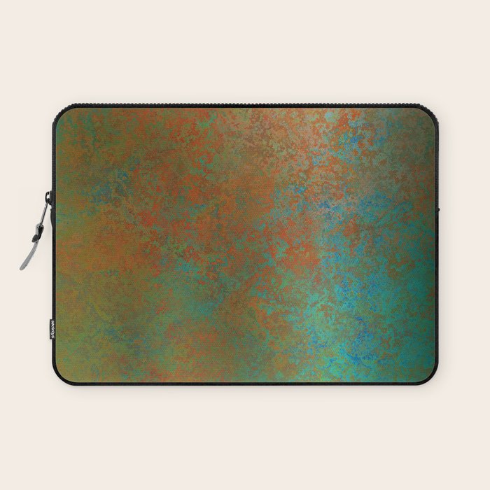 Vintage Teal and Copper Rust Laptop Sleeve Gallery Image 1