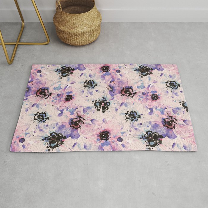 Abstract flowered paint modern Rug Gallery Image 1