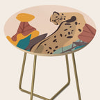 Jungle Leopard with Tropical Leaves in Earthy Colors Side Table Gallery Image 2