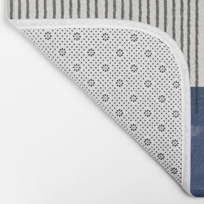 Navy Blue Mid Century  Bath Mat Gallery Image 2